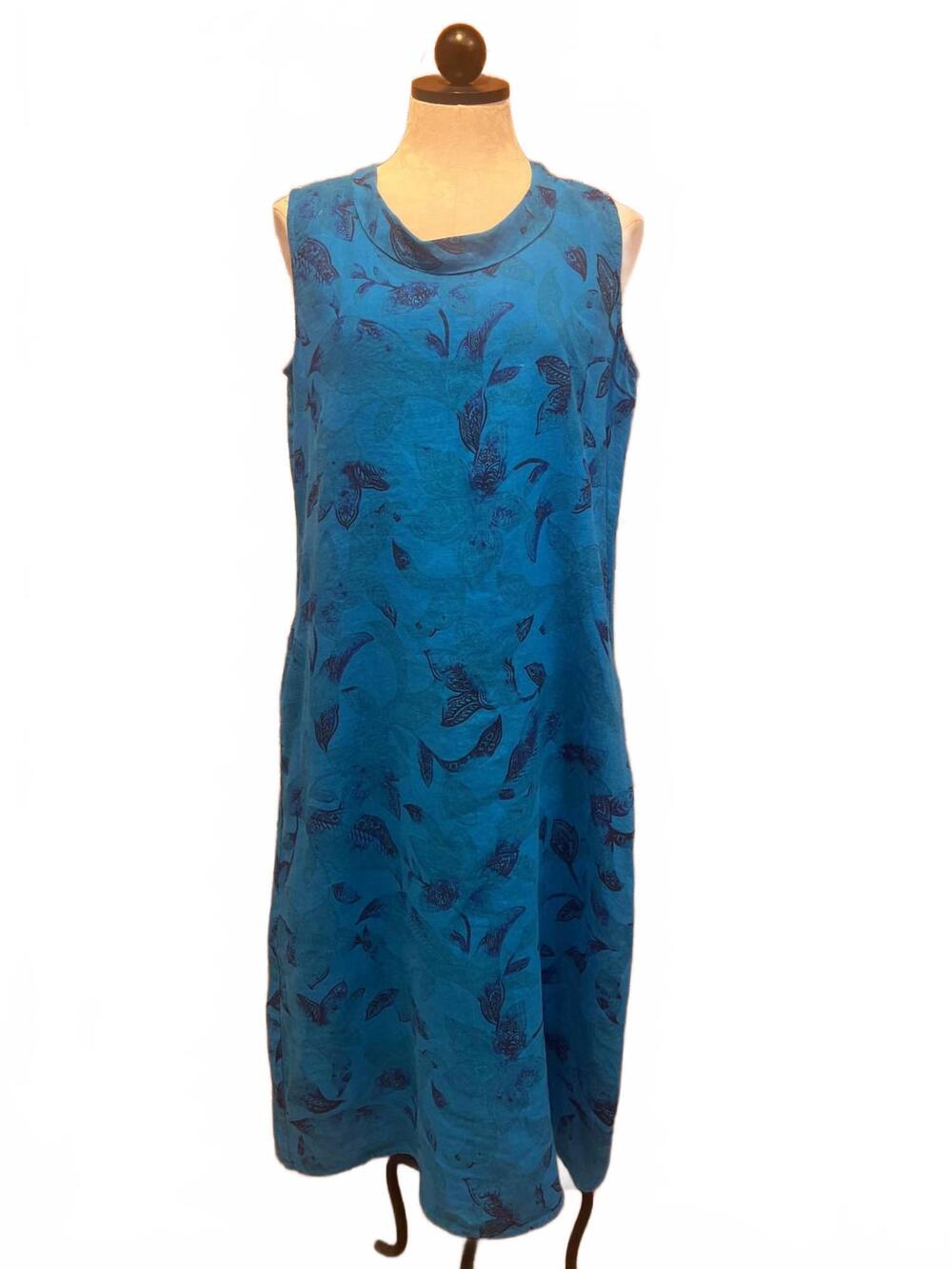 NEW COLOR ME COTTON women's midi sleeveless dress in methyl blue